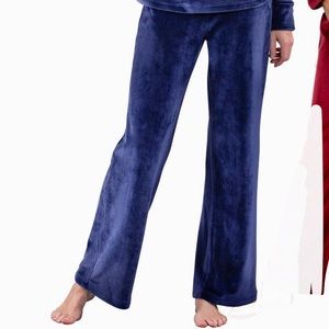 Dark Blue Micro-Velvet Pajama Bottoms